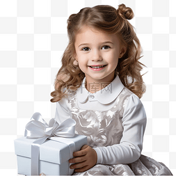 坐在圣诞树旁的微笑漂亮小女孩