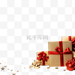 红色的圣诞礼盒图片_红色节日礼物的圣诞边框