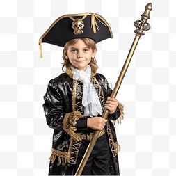 房间里的玩具图片_穿着海盗万圣节服装的男孩站在为