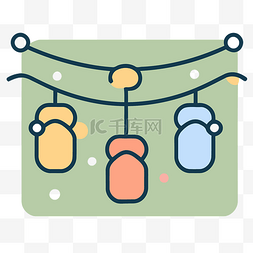 灯串背景图片_圣诞节和灯光图标矢量图