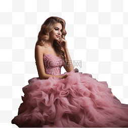 可爱漂亮女孩图片_一个穿着粉色裙子的年轻漂亮女孩