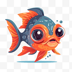 鱼剪贴画动物卡通鱼大眼睛 向量