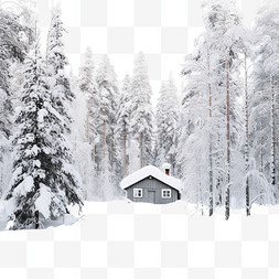 芬兰拉普兰圣诞节雪冬森林的房子