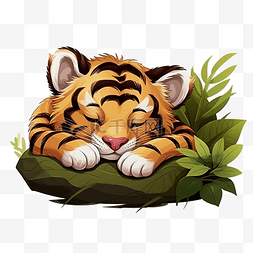 可爱的老虎活动睡觉