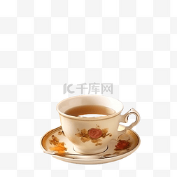一杯热咖啡图片_秋天静物与一杯茶南瓜花感恩节或