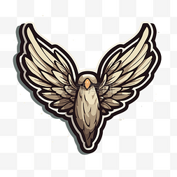 灰色背景插图上有翅膀和棕色羽毛