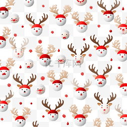 鹿头图片_由小圣诞老人和驯鹿头制成的圣诞