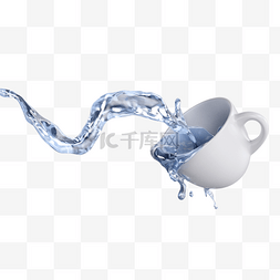 飞溅的咖啡水图片_3d液体飞溅洒落咖啡杯