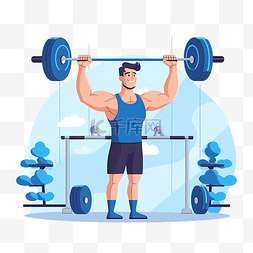 重量训练图片_健身房矢量图中的男子性格训练