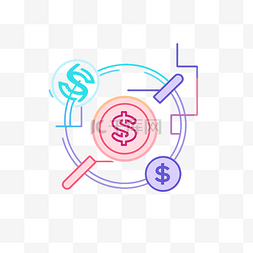 圆圈中的金钱图标和不同颜色的美