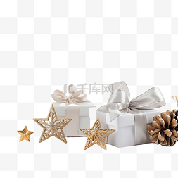 k图片_圣诞组合物，配有礼品盒和白色的