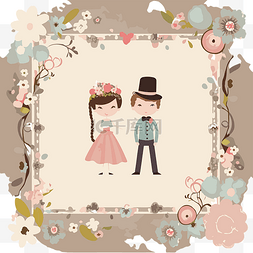 婚禮卡通图片_婚禮邊框 向量