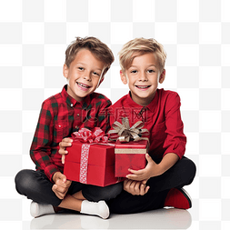 孩子们们图片_快乐的孩子们在圣诞树附近和兄弟