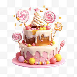 元素生日蛋糕甜食卡通可爱3d渲染p