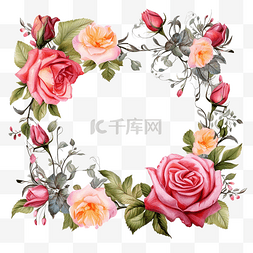 花和玫瑰的装饰框