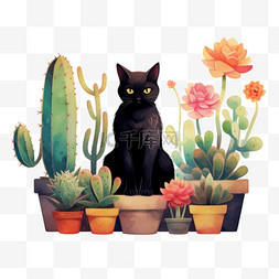 真实黑色猫咪元素立体免抠图案
