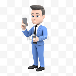 特发信息图片_穿着蓝色衬衫的商人在智能手机上
