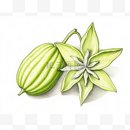 水果杨桃图片_显示绿色水果和种子的插图