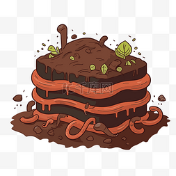 卡通巧克力蛋糕图片_蚯蚓堆肥剪贴画卡通巧克力蛋糕带