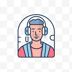 耳机平面图片_代表一个戴着耳机的男人的图标 