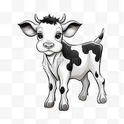 好心情图片_可爱的涂鸦卡通牛人物黑白专色站