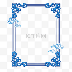 文框装饰中国新年祥云蓝色花纹边