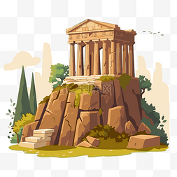 雅典剪贴画山上的一座古希腊神庙