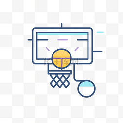 篮球框背景图片_白色背景上的篮球框线图标 向量
