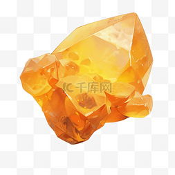 黄水晶宝石现实风格彩色PNG插图