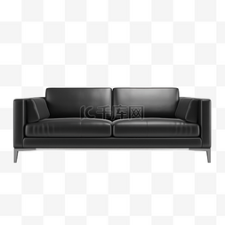 软垫沙发图片_3d 家具侧视图现代黑色皮革沙发隔