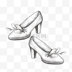 女式风衣图片_黑色素描一双女士鞋