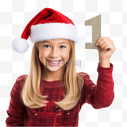 数手指图片_庆祝圣诞假期的女孩数第一号标志