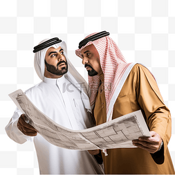 阿拉伯商人和建筑商的低视角阿拉