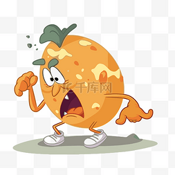 橙色元素圖片图片_绊倒剪贴画卡通人物愤怒的柑橘橙