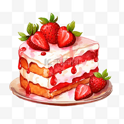 草莓蛋糕可爱小孩风格油画