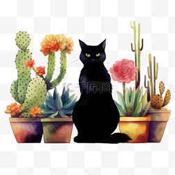 建模黑色猫咪元素立体免抠图案
