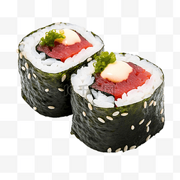 金枪鱼寿司图片_金枪鱼肉片寿司米饭紫菜海藻食品