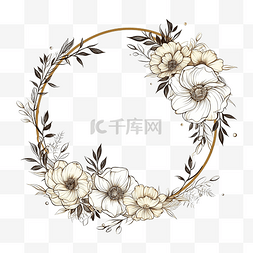牡丹花粉色图片_松线艺术牡丹花花束花环，带金框