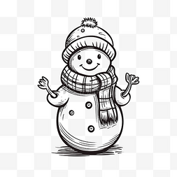 PNG微笑可爱的雪人，戴着围巾手套