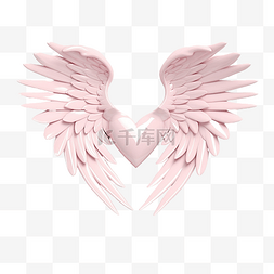 天使的翅膀白色的图片_3d 插图爱与天使的翅膀