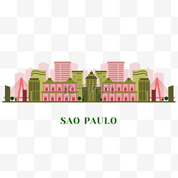 城市街道图片_巴西圣保罗城市天际线粉绿色背景