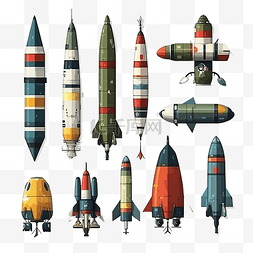 现实风格无人机火箭和军用导弹陆