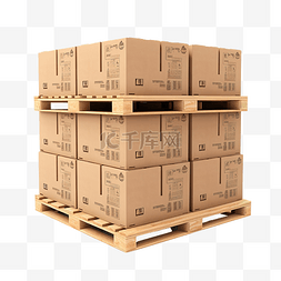 堆叠的包裹图片_堆叠货物纸板箱，托盘空间隔离概
