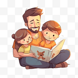 家庭比赛图片_父亲为孩子读书