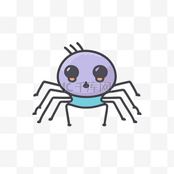 紫色卡哇伊蜘蛛坐在白色背景上 