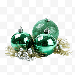 绿色装饰物图片_带有绿色金属丝和小球的圣诞装饰