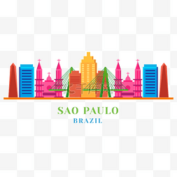 街道图片_圣保罗巴西城市天际线彩色建筑