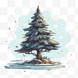 卡通一棵松树图片_冬天的松树 向量