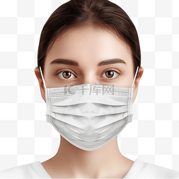 警告的图片_戴着医用防护口罩的人脸