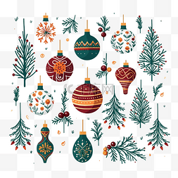 涂鸦风格的圣诞快乐传统装饰